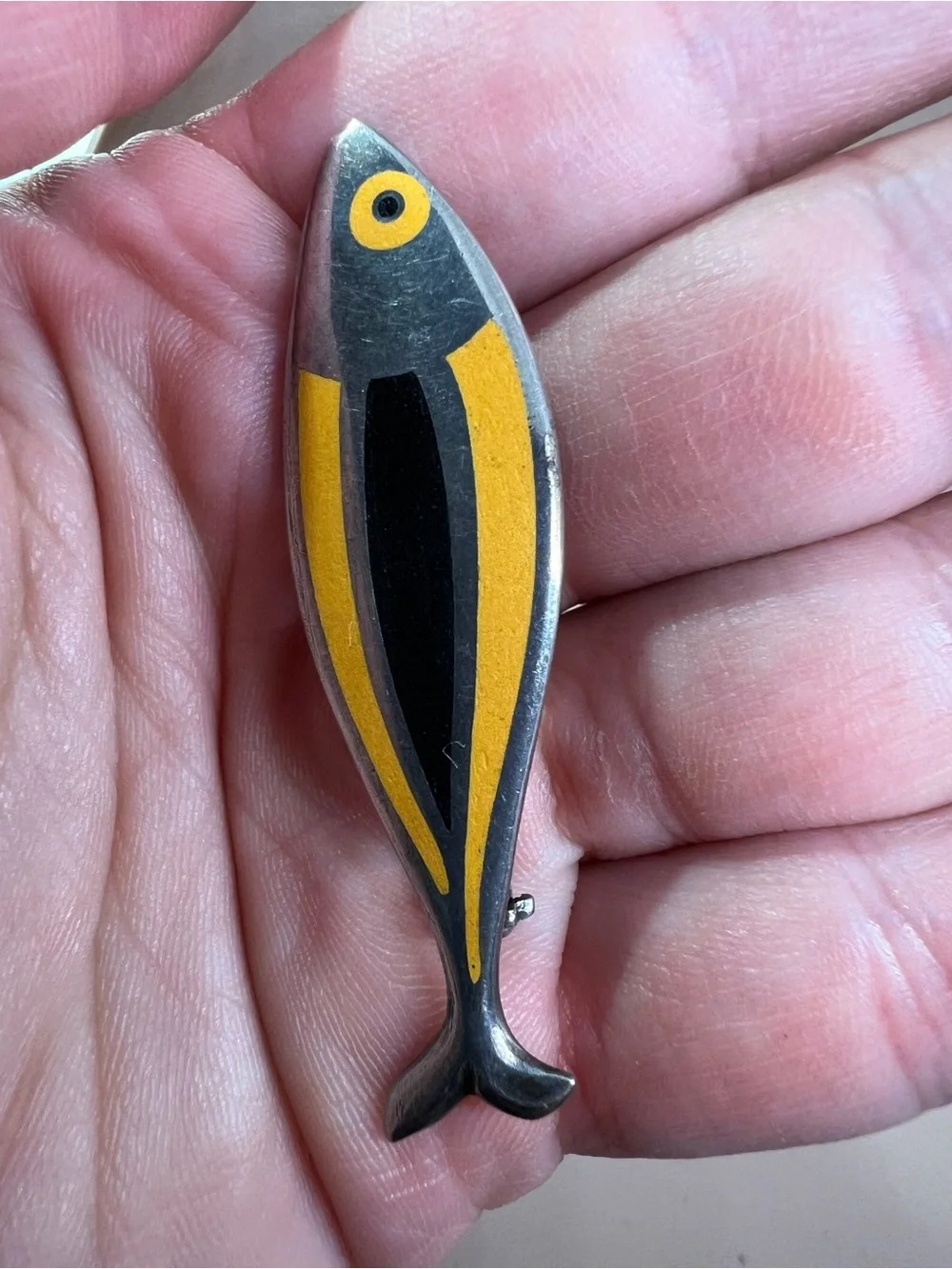 Vintage Sterling Erik Magnussen 1950s Enamel Fish Brooch